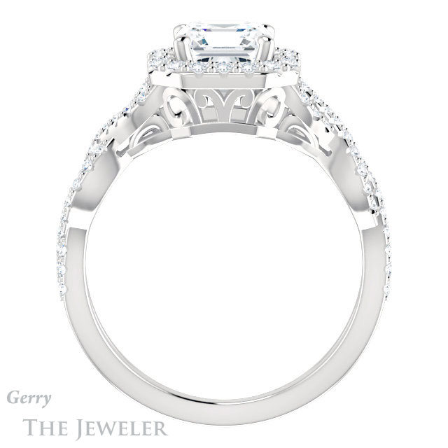 14k White Gold Asscher Cut Forever One Engagement Ring Setting #GTJ1159-asscher-fo-w