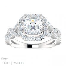 14k White Gold Asscher Cut Forever One Engagement Ring Setting #GTJ1159-asscher-fo-w 1 14k White Gold Asscher Cut Forever One Engagement Ring Setting #GTJ1159-asscher-fo-w