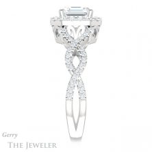 14k White Gold Asscher Cut Forever One Engagement Ring Setting #GTJ1159-asscher-fo-w 3 14k White Gold Asscher Cut Forever One Engagement Ring Setting #GTJ1159-asscher-fo-w