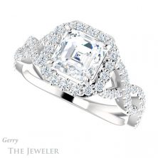 14k White Gold Asscher Cut Forever One Engagement Ring Setting #GTJ1159-asscher-fo-w 5 14k White Gold Asscher Cut Forever One Engagement Ring Setting #GTJ1159-asscher-fo-w