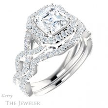 14k White Gold Asscher Cut Forever One Engagement Ring Setting #GTJ1159-asscher-fo-w 6 14k White Gold Asscher Cut Forever One Engagement Ring Setting #GTJ1159-asscher-fo-w