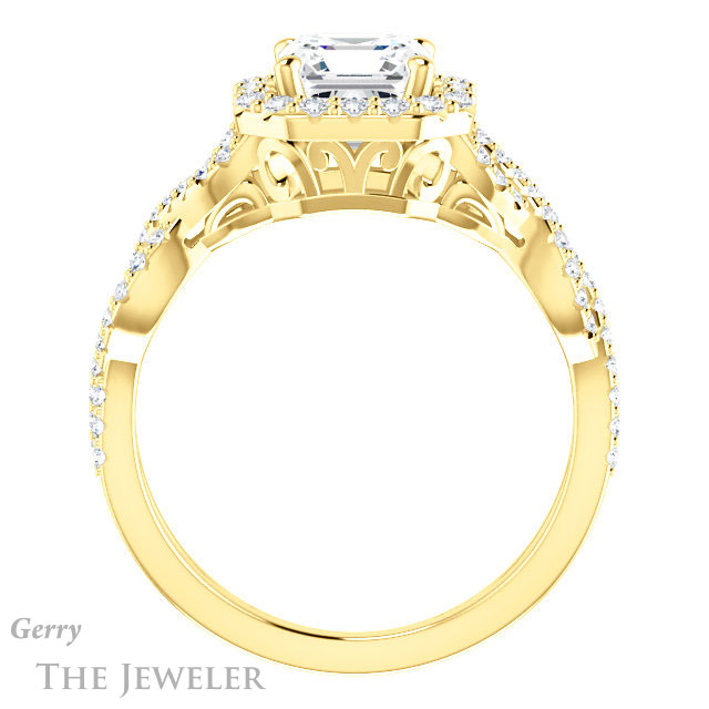 14k Yellow Gold Asscher Cut Forever One Engagement Ring Setting #GTJ1159-asscher-fo-y