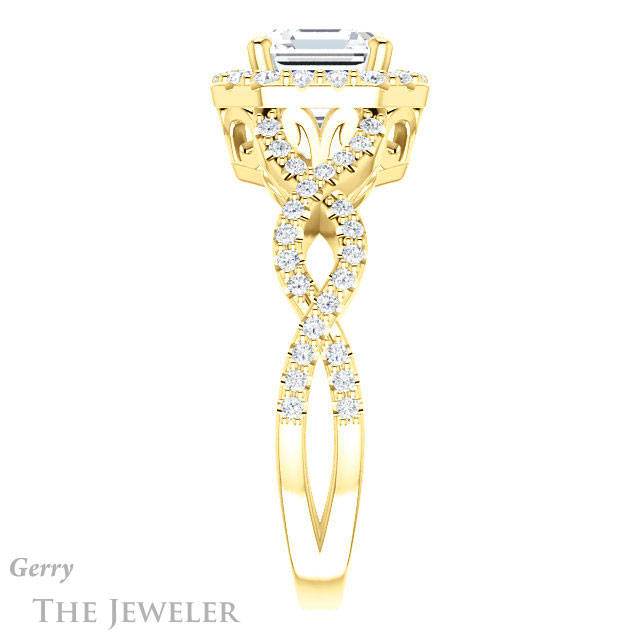 14k Yellow Gold Asscher Cut Forever One Engagement Ring Setting #GTJ1159-asscher-fo-y 3 14k Yellow Gold Asscher Cut Forever One Engagement Ring Setting #GTJ1159-asscher-fo-y