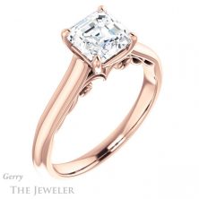 14k Rose Gold Asscher Cut Forever One Engagement Ring Setting #GTJ1160-asscher-fo-r
