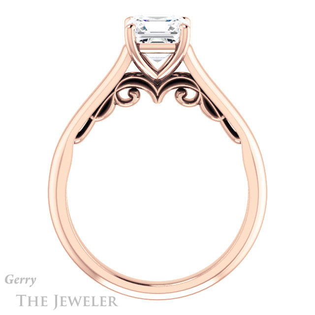 14k Rose Gold Asscher Cut Forever One Engagement Ring Setting #GTJ1160-asscher-fo-r