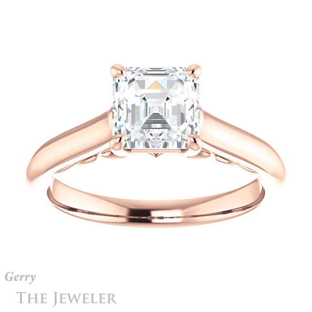 14k Rose Gold Asscher Cut Forever One Engagement Ring Setting #GTJ1160-asscher-fo-r
