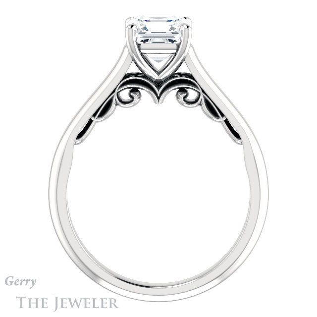 14k White Gold Asscher Cut Forever One Engagement Ring Setting #GTJ1160-asscher-fo-w
