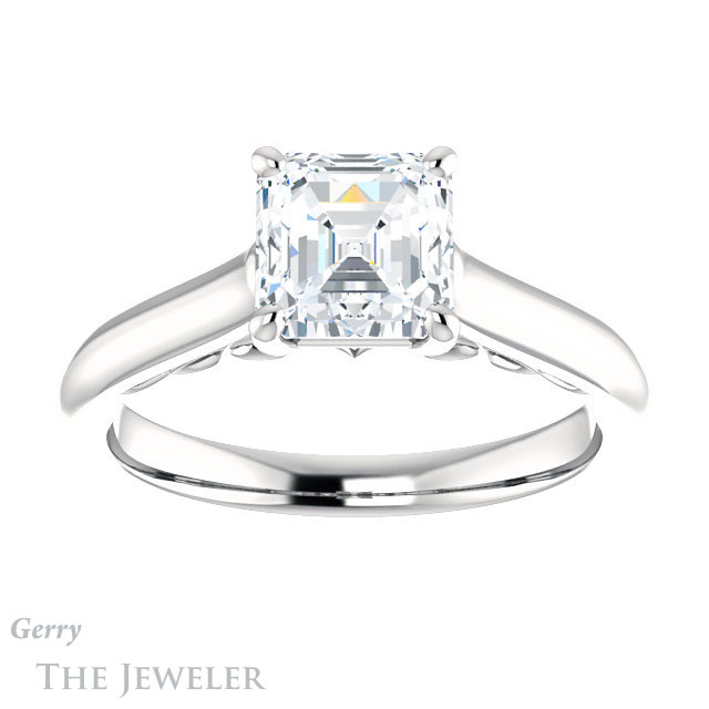 14k White Gold Asscher Cut Forever One Engagement Ring Setting #GTJ1160-asscher-fo-w