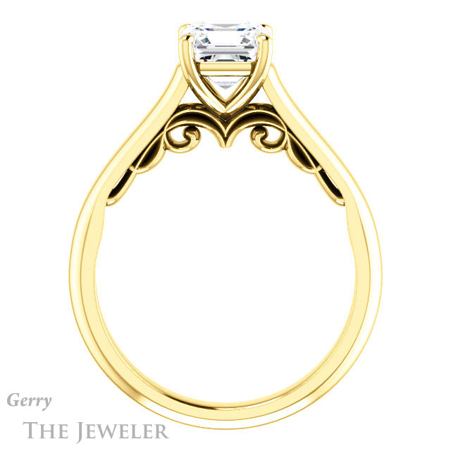 14k Yellow Gold Asscher Cut Forever One Engagement Ring Setting #GTJ1160-asscher-fo-y