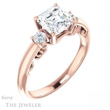 14k Rose Gold Asscher Cut Forever One Engagement Ring Setting #GTJ1161-asscher-fo-r 4 14k Rose Gold Asscher Cut Forever One Engagement Ring Setting #GTJ1161-asscher-fo-r