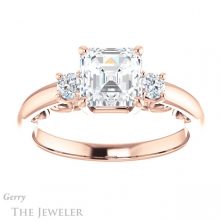 14k Rose Gold Asscher Cut Forever One Engagement Ring Setting #GTJ1161-asscher-fo-r 1 14k Rose Gold Asscher Cut Forever One Engagement Ring Setting #GTJ1161-asscher-fo-r