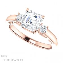 14k Rose Gold Asscher Cut Forever One Engagement Ring Setting #GTJ1161-asscher-fo-r 5 14k Rose Gold Asscher Cut Forever One Engagement Ring Setting #GTJ1161-asscher-fo-r