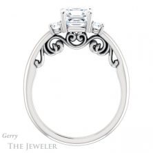 14k White Gold Asscher Cut Forever One Engagement Ring Setting #GTJ1161-asscher-fo-w