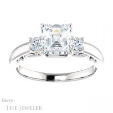 14k White Gold Asscher Cut Forever One Engagement Ring Setting #GTJ1161-asscher-fo-w