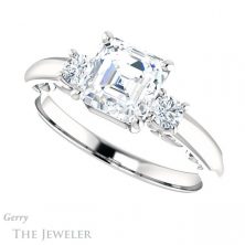 14k White Gold Asscher Cut Forever One Engagement Ring Setting #GTJ1161-asscher-fo-w