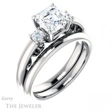 14k White Gold Asscher Cut Forever One Engagement Ring Setting #GTJ1161-asscher-fo-w