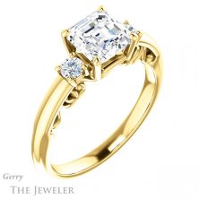 14k Yellow Gold Asscher Cut Forever One Engagement Ring Setting #GTJ1161-asscher-fo-y