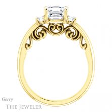 14k Yellow Gold Asscher Cut Forever One Engagement Ring Setting #GTJ1161-asscher-fo-y