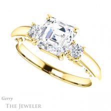 14k Yellow Gold Asscher Cut Forever One Engagement Ring Setting #GTJ1161-asscher-fo-y