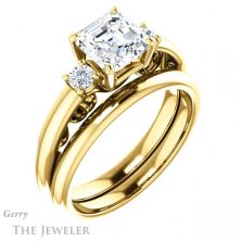14k Yellow Gold Asscher Cut Forever One Engagement Ring Setting #GTJ1161-asscher-fo-y