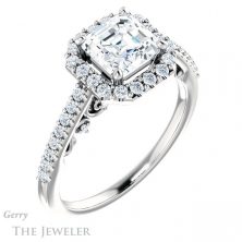 14k White Gold Asscher Cut Forever One Engagement Ring Setting #GTJ1162-asscher-fo-w 4 14k White Gold Asscher Cut Forever One Engagement Ring Setting #GTJ1162-asscher-fo-w