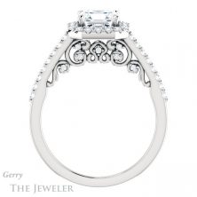 14k White Gold Asscher Cut Forever One Engagement Ring Setting #GTJ1162-asscher-fo-w 2 14k White Gold Asscher Cut Forever One Engagement Ring Setting #GTJ1162-asscher-fo-w