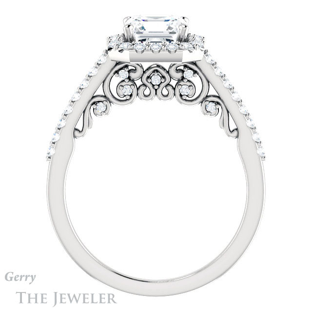 14k White Gold Asscher Cut Forever One Engagement Ring Setting #GTJ1162-asscher-fo-w