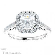14k White Gold Asscher Cut Forever One Engagement Ring Setting #GTJ1162-asscher-fo-w 1 14k White Gold Asscher Cut Forever One Engagement Ring Setting #GTJ1162-asscher-fo-w