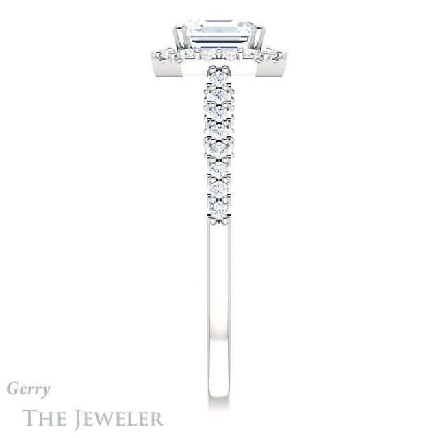 14k White Gold Asscher Cut Forever One Engagement Ring Setting #GTJ1162-asscher-fo-w 3 14k White Gold Asscher Cut Forever One Engagement Ring Setting #GTJ1162-asscher-fo-w