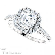 14k White Gold Asscher Cut Forever One Engagement Ring Setting #GTJ1162-asscher-fo-w 5 14k White Gold Asscher Cut Forever One Engagement Ring Setting #GTJ1162-asscher-fo-w