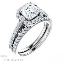 14k White Gold Asscher Cut Forever One Engagement Ring Setting #GTJ1162-asscher-fo-w 6 14k White Gold Asscher Cut Forever One Engagement Ring Setting #GTJ1162-asscher-fo-w
