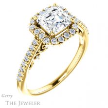 14k Yellow Gold Asscher Cut Forever One Engagement Ring Setting #GTJ1162-asscher-fo-y 4 14k Yellow Gold Asscher Cut Forever One Engagement Ring Setting #GTJ1162-asscher-fo-y