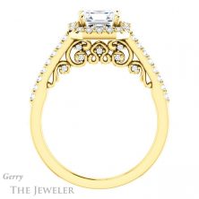 14k Yellow Gold Asscher Cut Forever One Engagement Ring Setting #GTJ1162-asscher-fo-y 2 14k Yellow Gold Asscher Cut Forever One Engagement Ring Setting #GTJ1162-asscher-fo-y