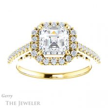 14k Yellow Gold Asscher Cut Forever One Engagement Ring Setting #GTJ1162-asscher-fo-y 1 14k Yellow Gold Asscher Cut Forever One Engagement Ring Setting #GTJ1162-asscher-fo-y