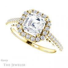 14k Yellow Gold Asscher Cut Forever One Engagement Ring Setting #GTJ1162-asscher-fo-y 5 14k Yellow Gold Asscher Cut Forever One Engagement Ring Setting #GTJ1162-asscher-fo-y