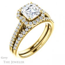 14k Yellow Gold Asscher Cut Forever One Engagement Ring Setting #GTJ1162-asscher-fo-y 6 14k Yellow Gold Asscher Cut Forever One Engagement Ring Setting #GTJ1162-asscher-fo-y