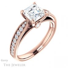 14k Rose Gold Asscher Cut Forever One Engagement Ring Setting #GTJ1163-asscher-fo-r 4 14k Rose Gold Asscher Cut Forever One Engagement Ring Setting #GTJ1163-asscher-fo-r
