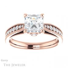 14k Rose Gold Asscher Cut Forever One Engagement Ring Setting #GTJ1163-asscher-fo-r 1 14k Rose Gold Asscher Cut Forever One Engagement Ring Setting #GTJ1163-asscher-fo-r