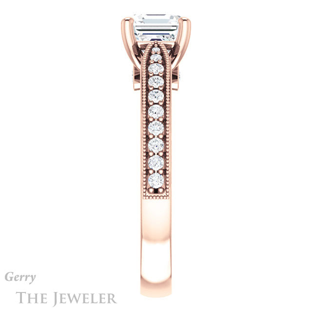 14k Rose Gold Asscher Cut Forever One Engagement Ring Setting #GTJ1163-asscher-fo-r 3 14k Rose Gold Asscher Cut Forever One Engagement Ring Setting #GTJ1163-asscher-fo-r