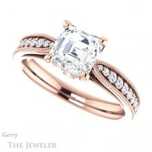 14k Rose Gold Asscher Cut Forever One Engagement Ring Setting #GTJ1163-asscher-fo-r 5 14k Rose Gold Asscher Cut Forever One Engagement Ring Setting #GTJ1163-asscher-fo-r