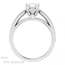 14k White Gold Asscher Cut Forever One Engagement Ring Setting #GTJ1163-asscher-fo-w