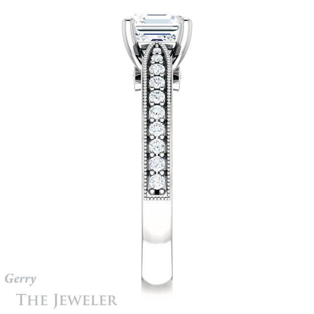 14k White Gold Asscher Cut Forever One Engagement Ring Setting #GTJ1163-asscher-fo-w
