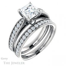 14k White Gold Asscher Cut Forever One Engagement Ring Setting #GTJ1163-asscher-fo-w