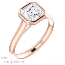 14k Rose Gold Asscher Cut Forever One Engagement Ring Setting #GTJ1170-asscher-fo-r 4 14k Rose Gold Asscher Cut Forever One Engagement Ring Setting #GTJ1170-asscher-fo-r