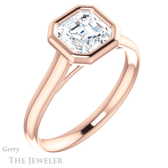 14k Rose Gold Asscher Cut Forever One Engagement Ring Setting #GTJ1170-asscher-fo-r 4 14k Rose Gold Asscher Cut Forever One Engagement Ring Setting #GTJ1170-asscher-fo-r