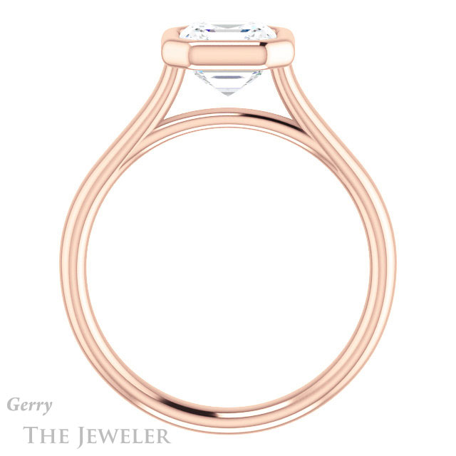 14k Rose Gold Asscher Cut Forever One Engagement Ring Setting #GTJ1170-asscher-fo-r