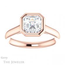 14k Rose Gold Asscher Cut Forever One Engagement Ring Setting #GTJ1170-asscher-fo-r 1 14k Rose Gold Asscher Cut Forever One Engagement Ring Setting #GTJ1170-asscher-fo-r