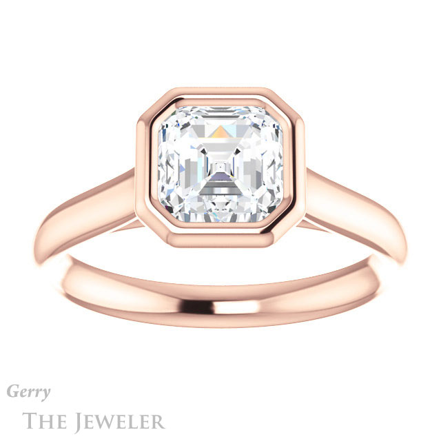14k Rose Gold Asscher Cut Forever One Engagement Ring Setting #GTJ1170-asscher-fo-r