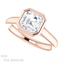 14k Rose Gold Asscher Cut Forever One Engagement Ring Setting #GTJ1170-asscher-fo-r 5 14k Rose Gold Asscher Cut Forever One Engagement Ring Setting #GTJ1170-asscher-fo-r