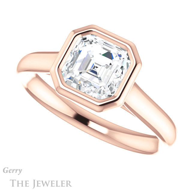 14k Rose Gold Asscher Cut Forever One Engagement Ring Setting #GTJ1170-asscher-fo-r 5 14k Rose Gold Asscher Cut Forever One Engagement Ring Setting #GTJ1170-asscher-fo-r